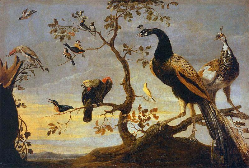 Frans Snyders Group of Birds Perched on Branches Norge oil painting art
